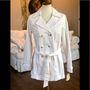 NWT white cotton Sonoma sz M pea coat jacket